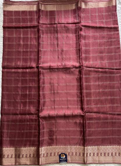 Satin Silk Saree Onion Pink Colored Complemented with a Zari Border. - Sampradaya Designer Studio