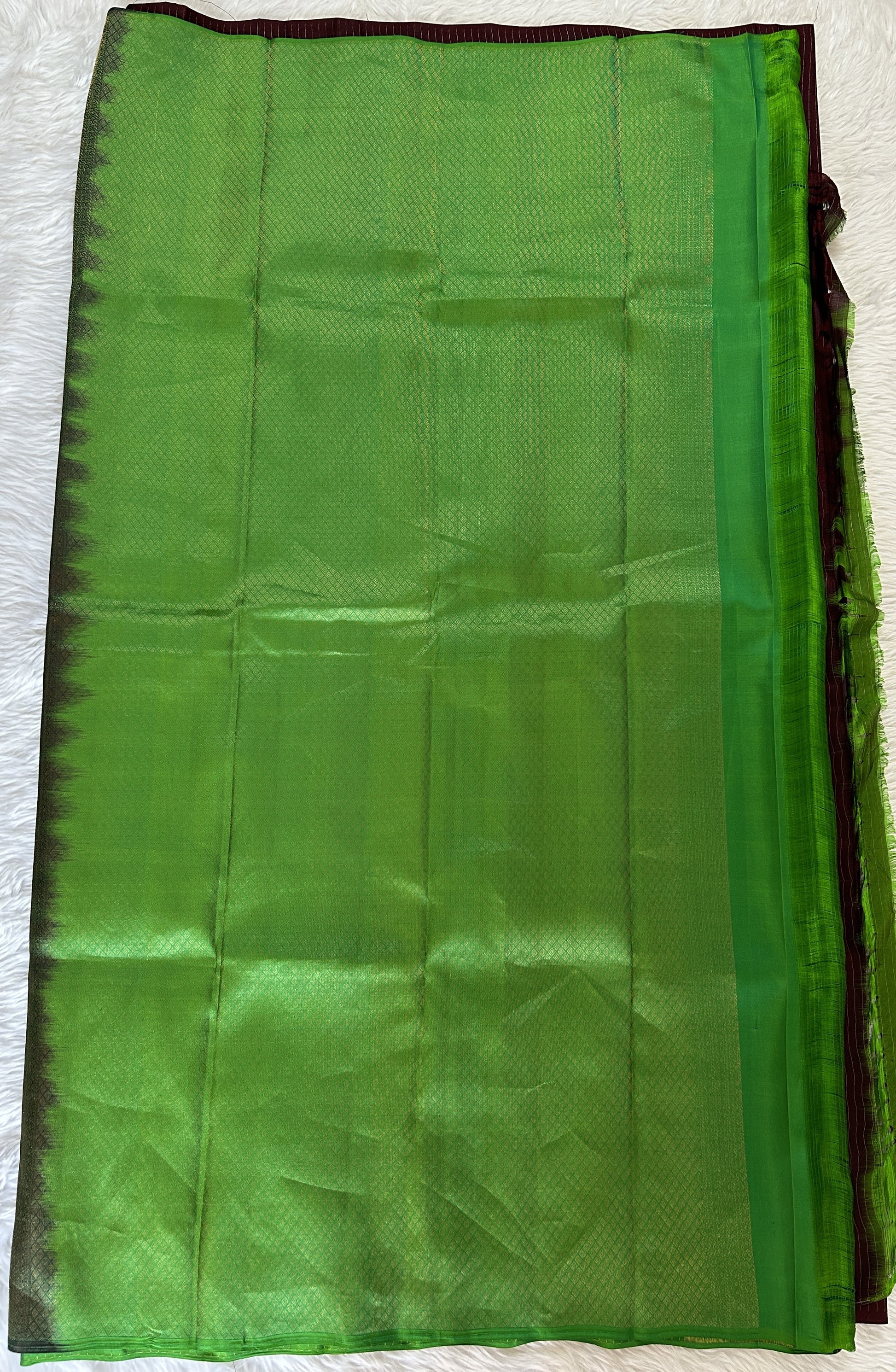 Kanjivaram Festive Silk Saree Brown colored Saree complemented with a Borderless Saree. - Sampradaya Designer Studio