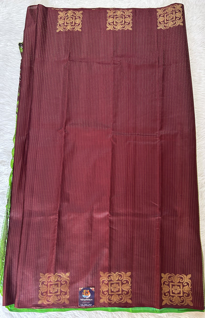 Kanjivaram Festive Silk Saree Brown colored Saree complemented with a Borderless Saree. - Sampradaya Designer Studio