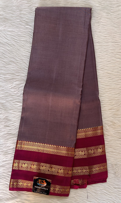 Kanjivaram Festive Silk Saree Purple Gray colored Saree complemented with a Dark Pink Color Kanchi Gap Border. - Sampradaya Designer Studio