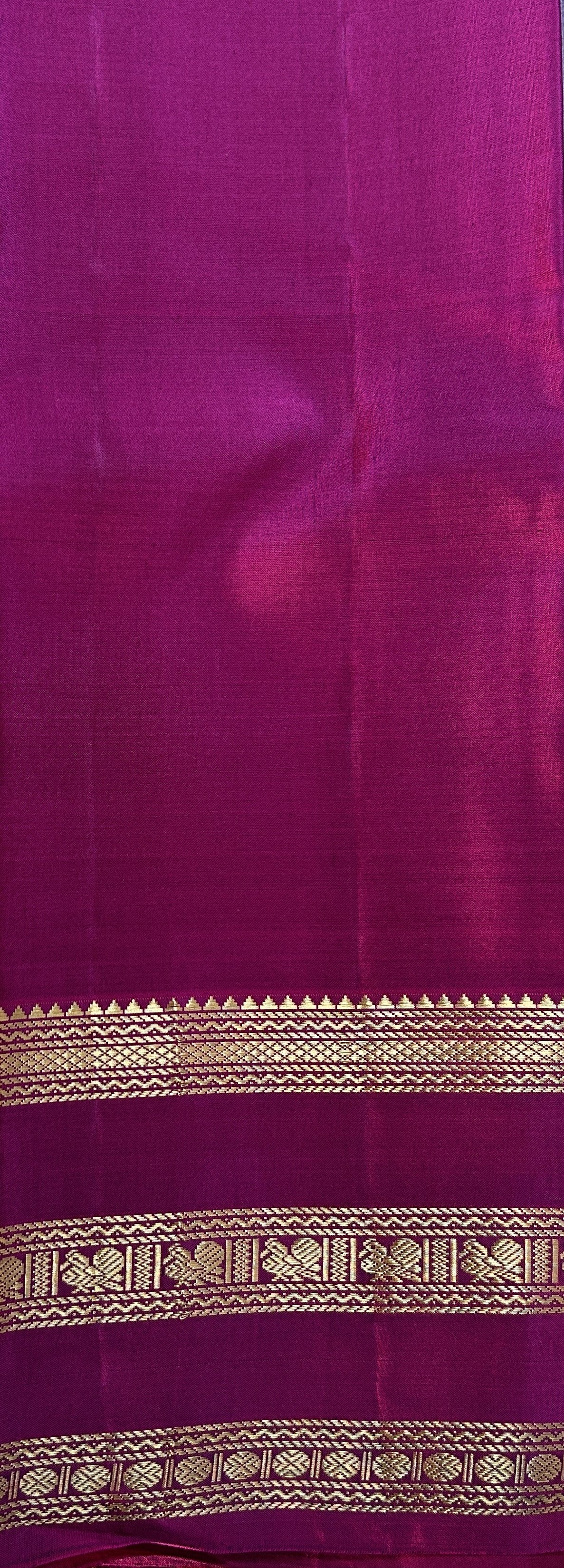 Kanjivaram Festive Silk Saree Purple Gray colored Saree complemented with a Dark Pink Color Kanchi Gap Border. - Sampradaya Designer Studio