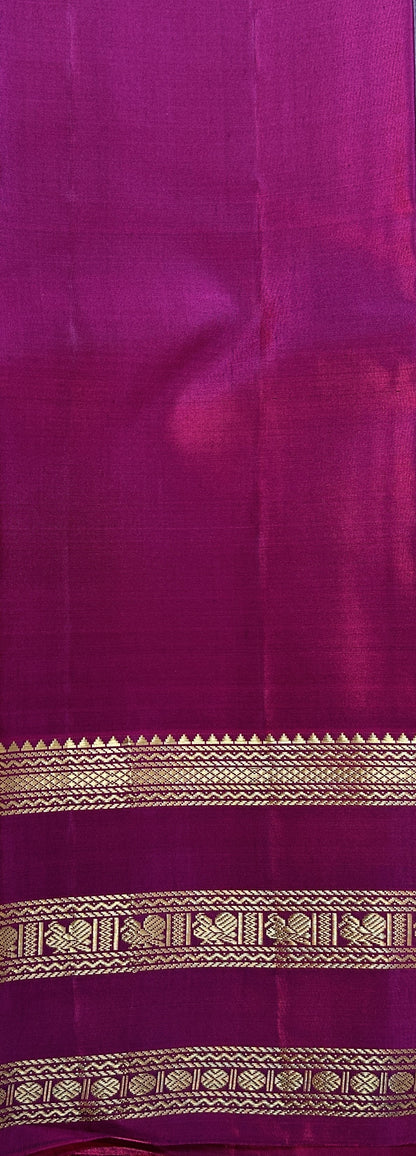 Kanjivaram Festive Silk Saree Purple Gray colored Saree complemented with a Dark Pink Color Kanchi Gap Border. - Sampradaya Designer Studio