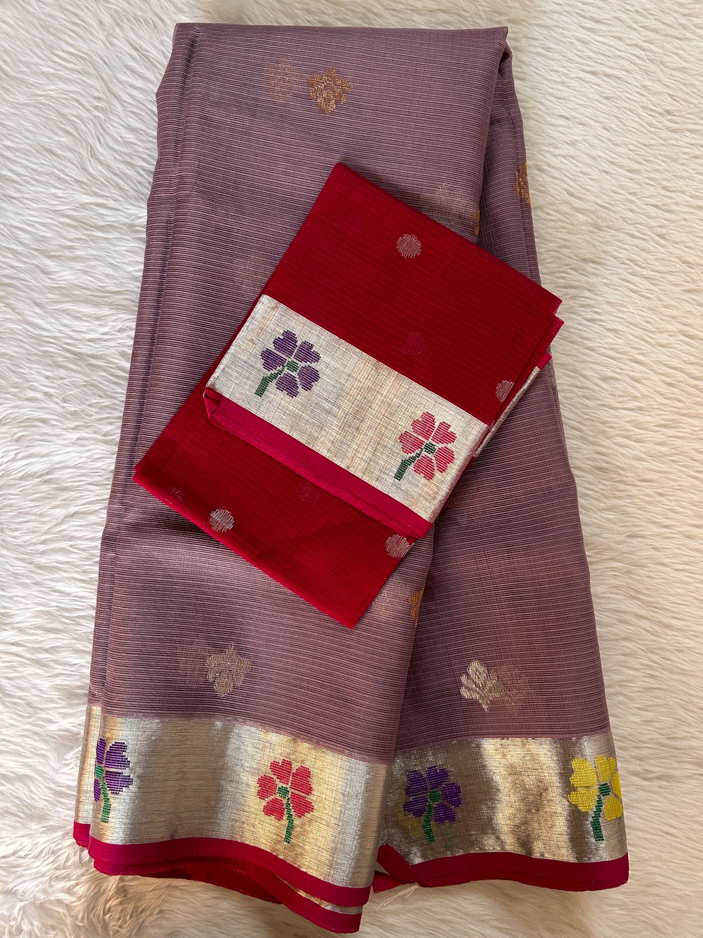 Zarikota saree Dark Lavender colored Saree complemented with a Gold Minakari border. - Sampradaya Designer Studio