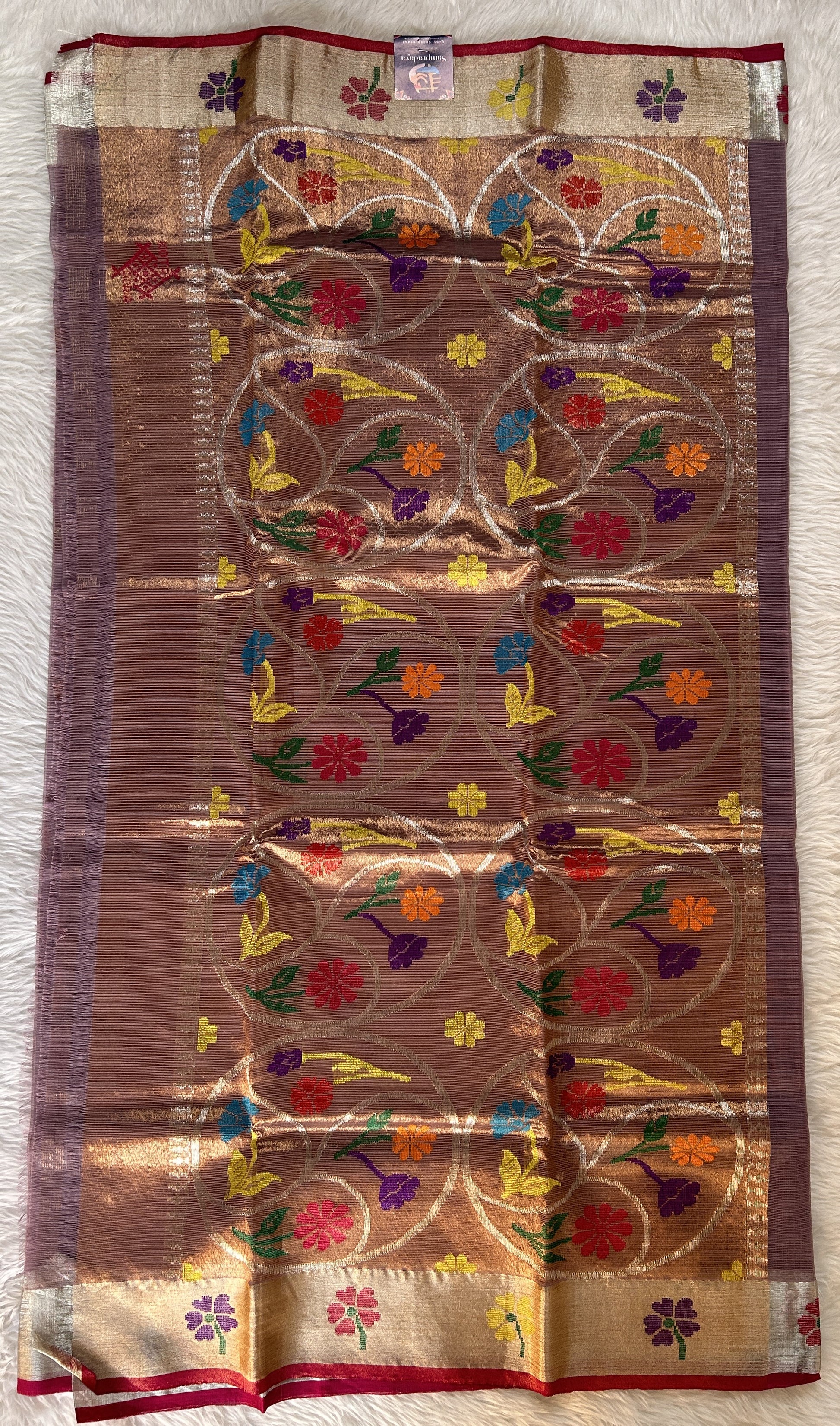 Zarikota saree Dark Lavender colored Saree complemented with a Gold Minakari border. - Sampradaya Designer Studio