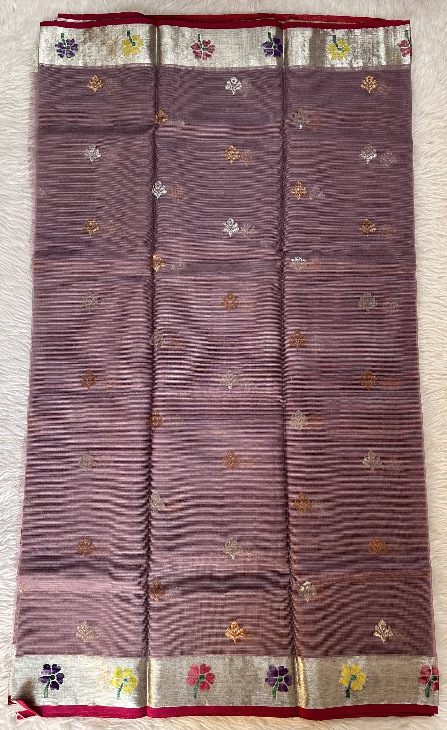 Zarikota saree Dark Lavender colored Saree complemented with a Gold Minakari border. - Sampradaya Designer Studio