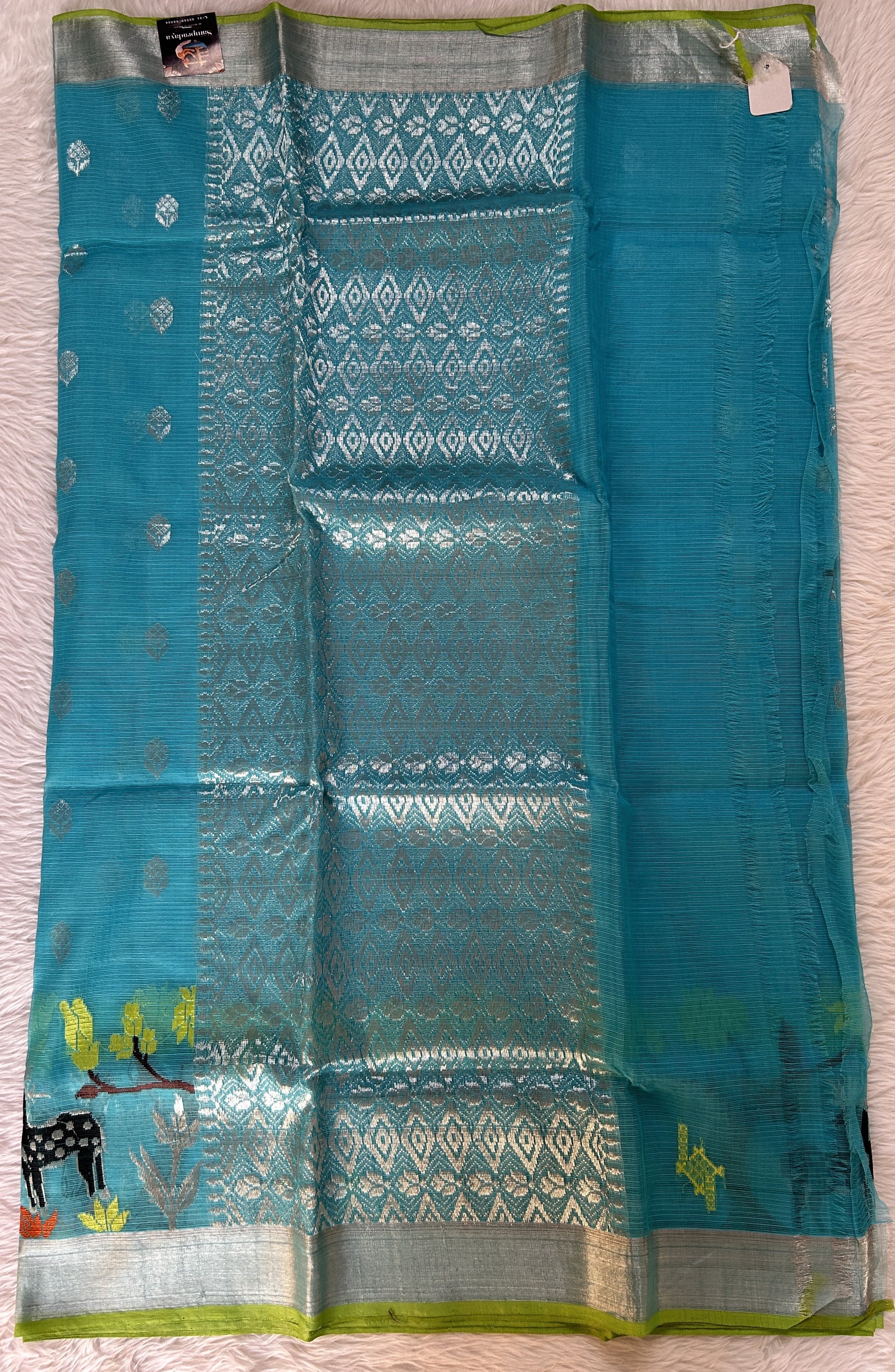 Zarikota saree Blue colored Saree complemented with a Silver Zari border. - Sampradaya Designer Studio