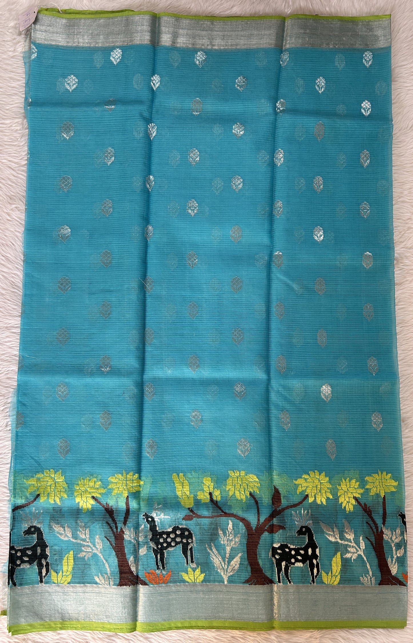 Zarikota saree Blue colored Saree complemented with a Silver Zari border. - Sampradaya Designer Studio