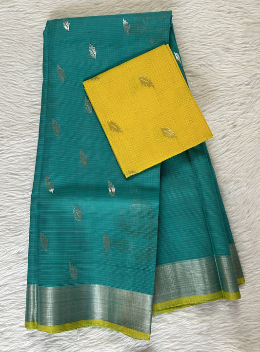 Zarikota saree Sea Blue colored Saree complemented with a Silver Zari border. - Sampradaya Designer Studio