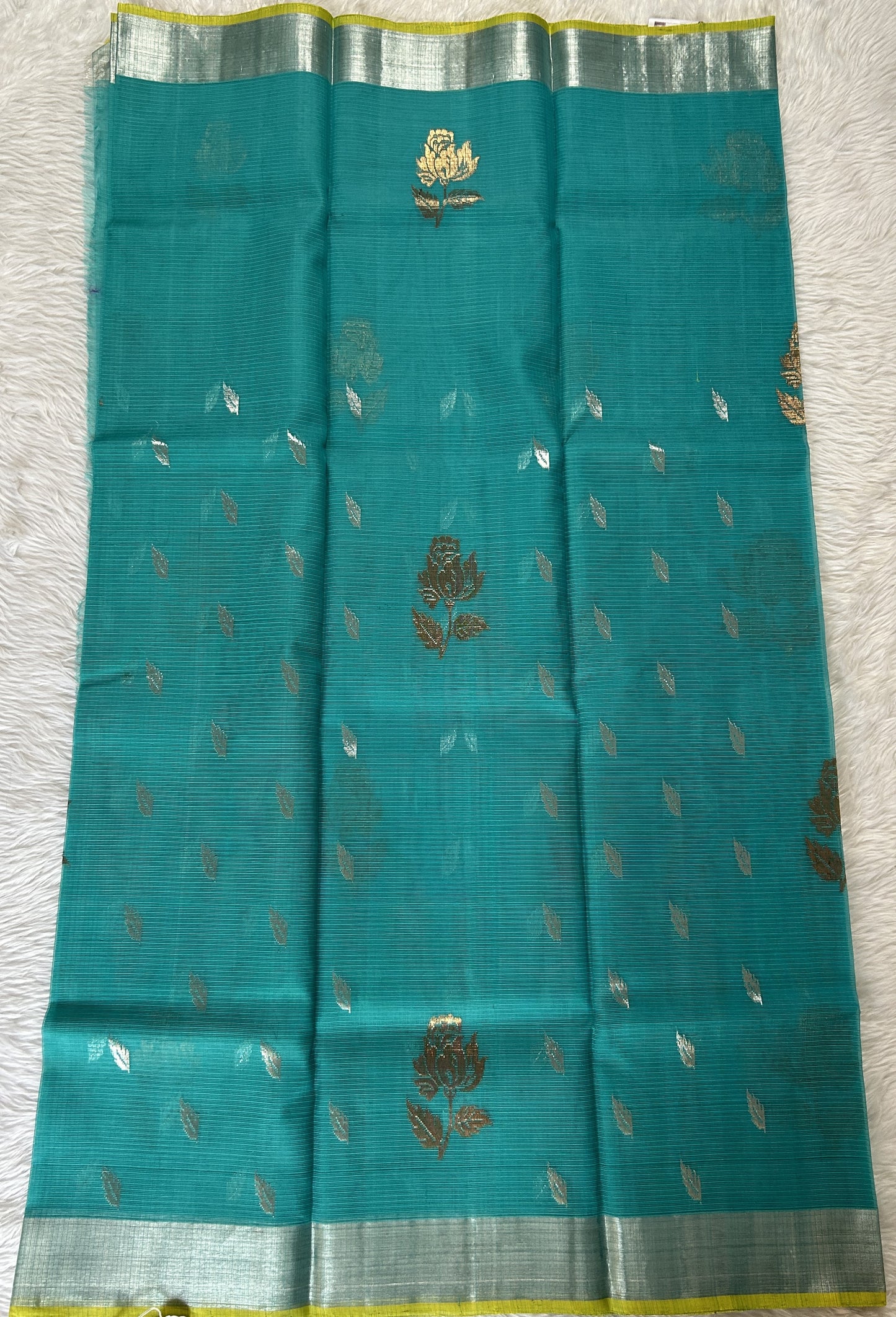 Zarikota saree Sea Blue colored Saree complemented with a Silver Zari border. - Sampradaya Designer Studio