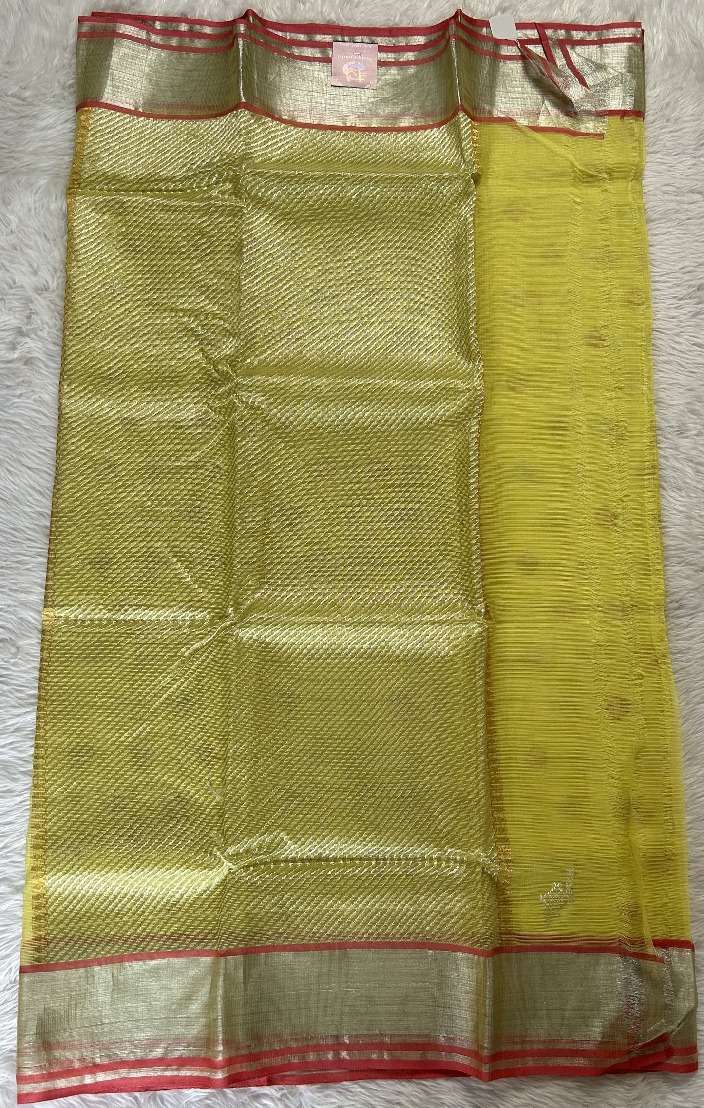 Zarikota saree Yellow colored Saree complemented with a Silver Zari border. - Sampradaya Designer Studio