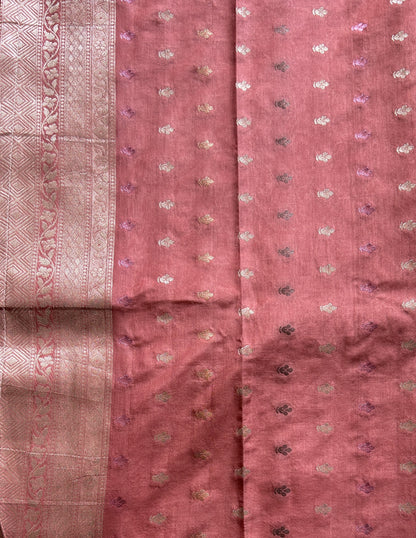 Semi Georgette Saree Dark Pink Colored Complemented with a Zari Border. - Sampradaya Designer Studio