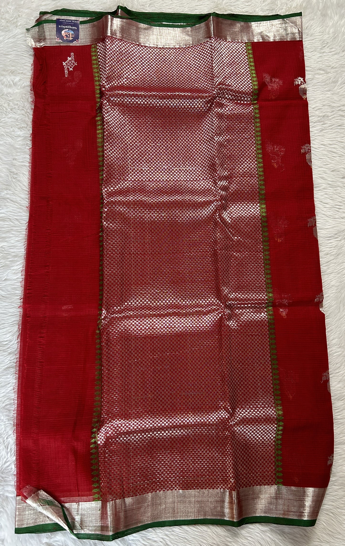 Zarikota saree Red colored Saree complemented with a Silver Zari border. - Sampradaya Designer Studio