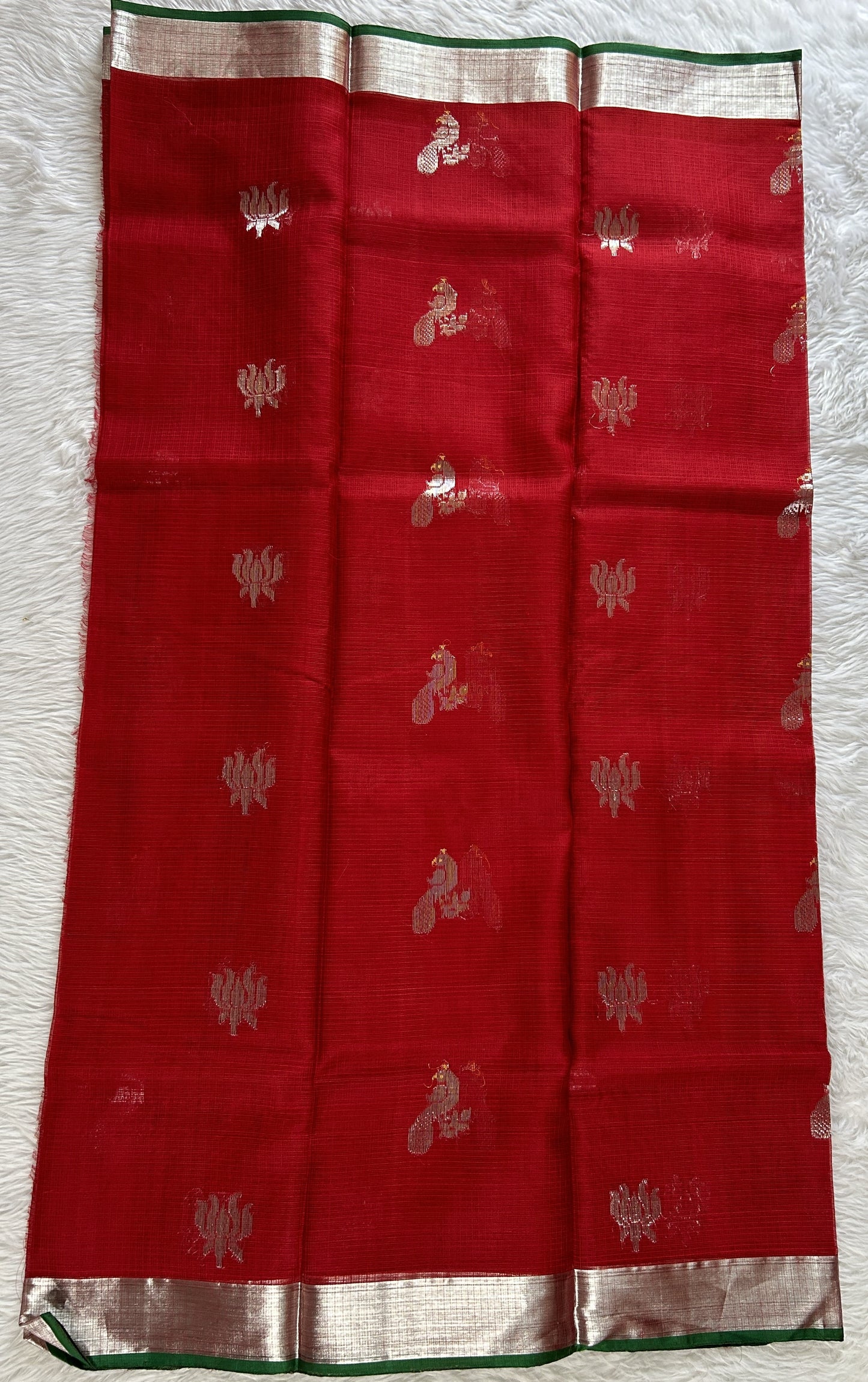 Zarikota saree Red colored Saree complemented with a Silver Zari border. - Sampradaya Designer Studio