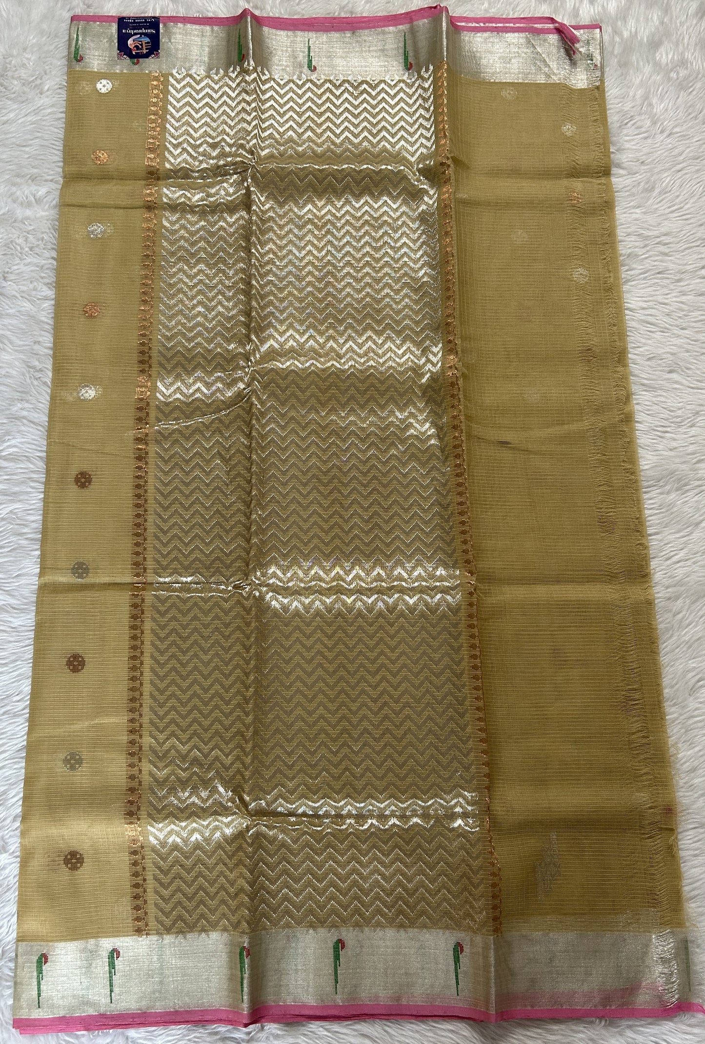 Zarikota saree Cream colored Saree complemented with a Muniya border. - Sampradaya Designer Studio