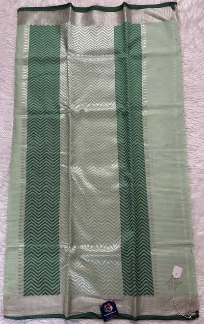 Zarikota saree Pastel Green colored Saree complemented with a Silver Zari border. - Sampradaya Designer Studio