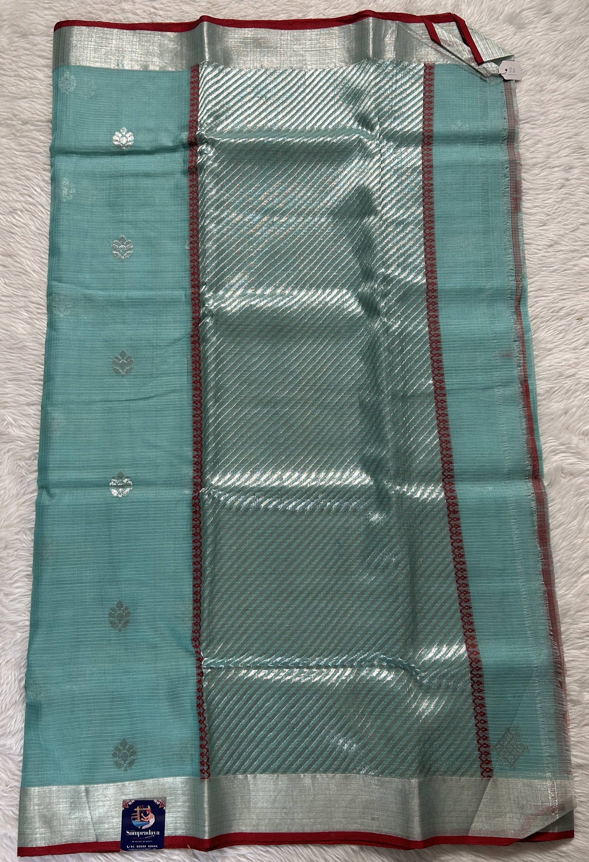 Zarikota saree Pastel Blue colored Saree complemented with a Silver Zari border. - Sampradaya Designer Studio