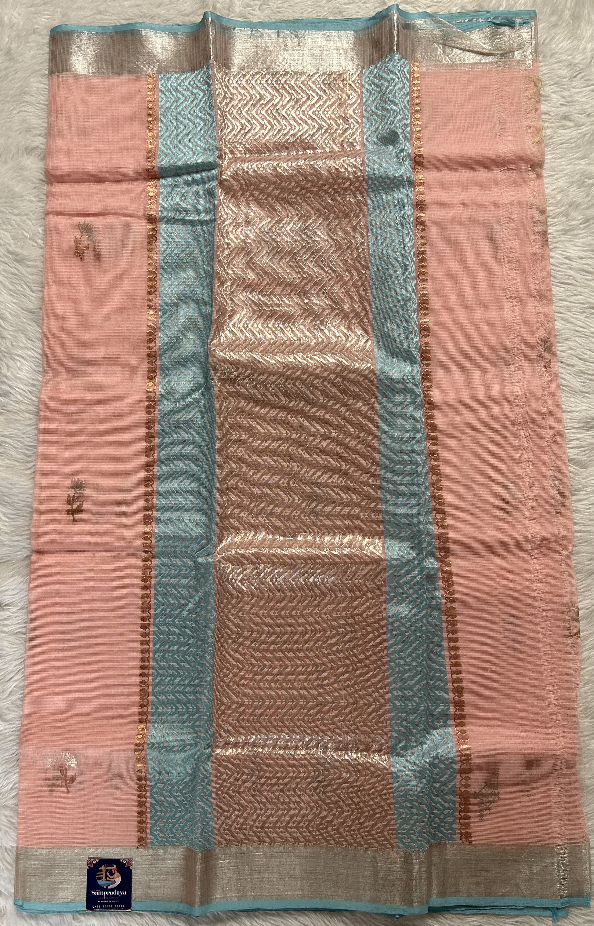 Zarikota saree Baby Pink colored Saree complemented with a Silver Zari border. - Sampradaya Designer Studio