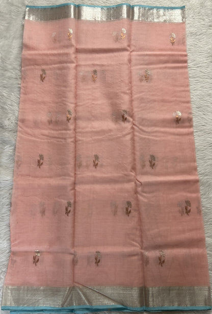 Zarikota saree Baby Pink colored Saree complemented with a Silver Zari border. - Sampradaya Designer Studio