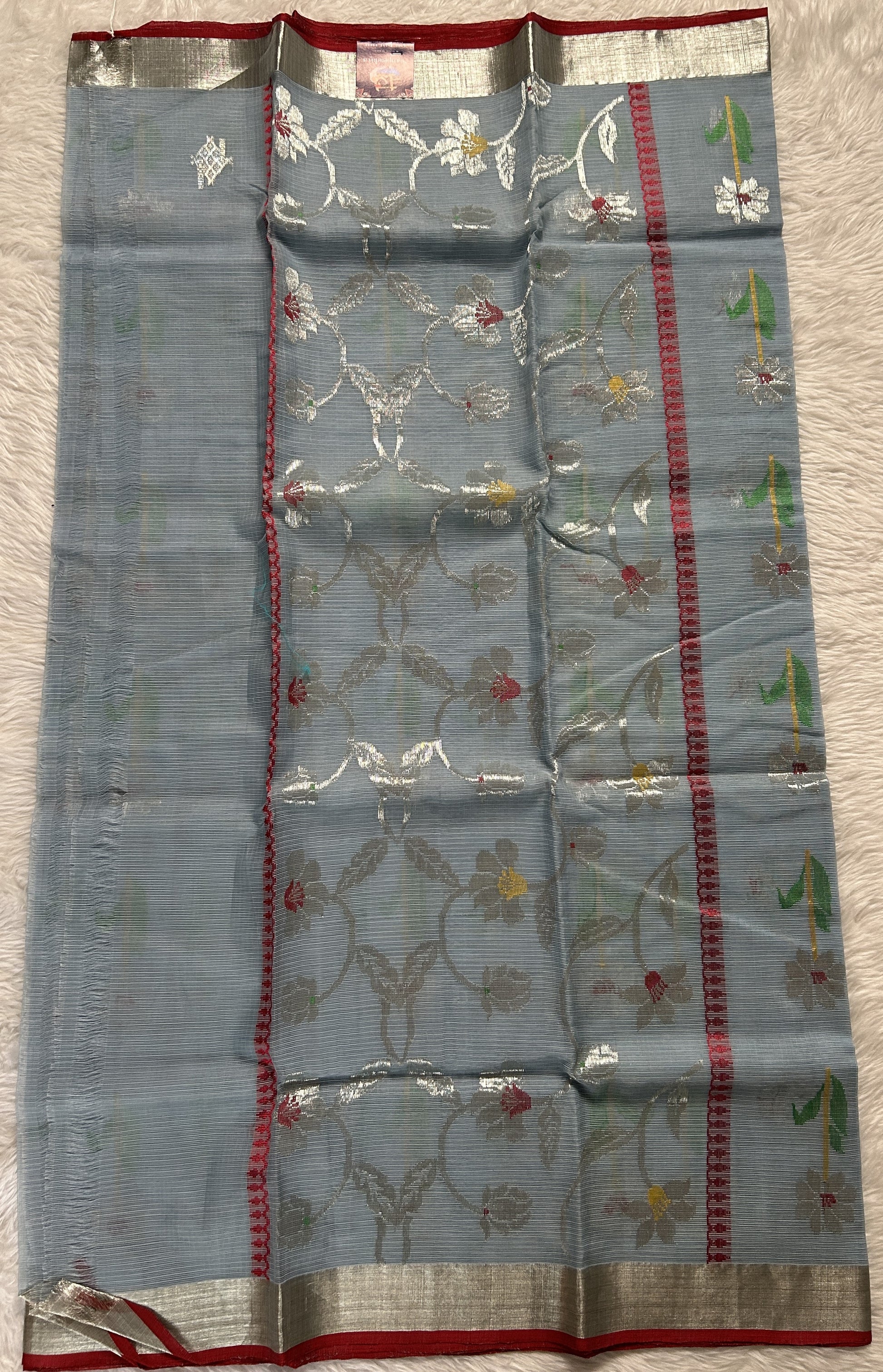 Zarikota saree Pastel Blue colored Saree complemented with a Silver Zari border. - Sampradaya Designer Studio