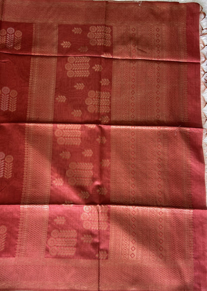 Semi Tussar Saree Maroon Colored complemented with a Borderless. - Sampradaya Designer Studio