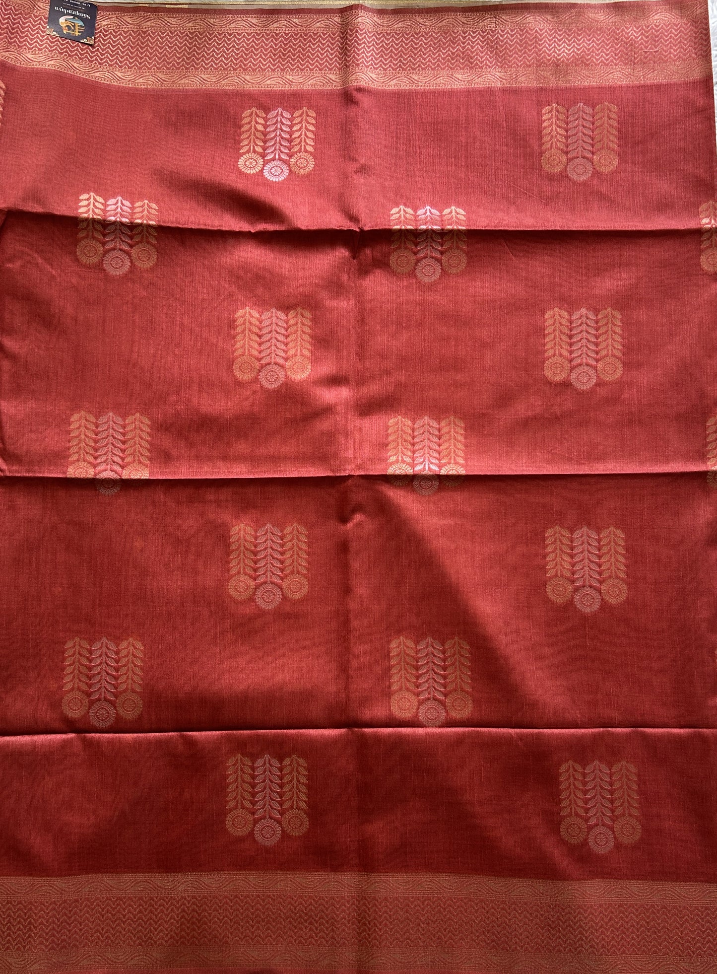 Semi Tussar Saree Maroon Colored complemented with a Borderless. - Sampradaya Designer Studio