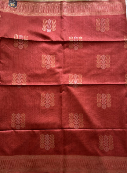 Semi Tussar Saree Maroon Colored complemented with a Borderless. - Sampradaya Designer Studio