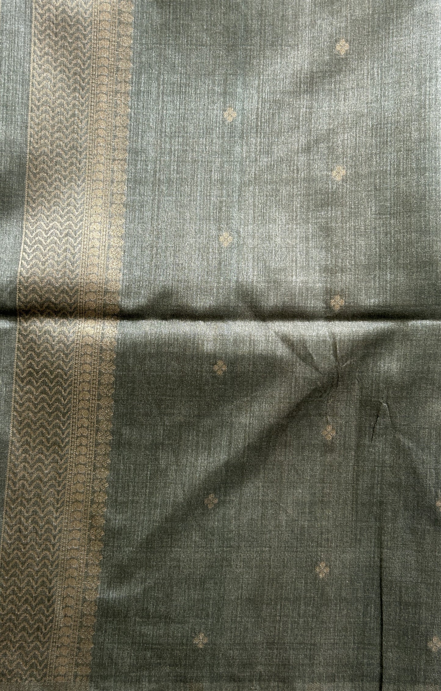 Semi Tussar Saree Olive Green Colored complemented with a Borderless. - Sampradaya Designer Studio