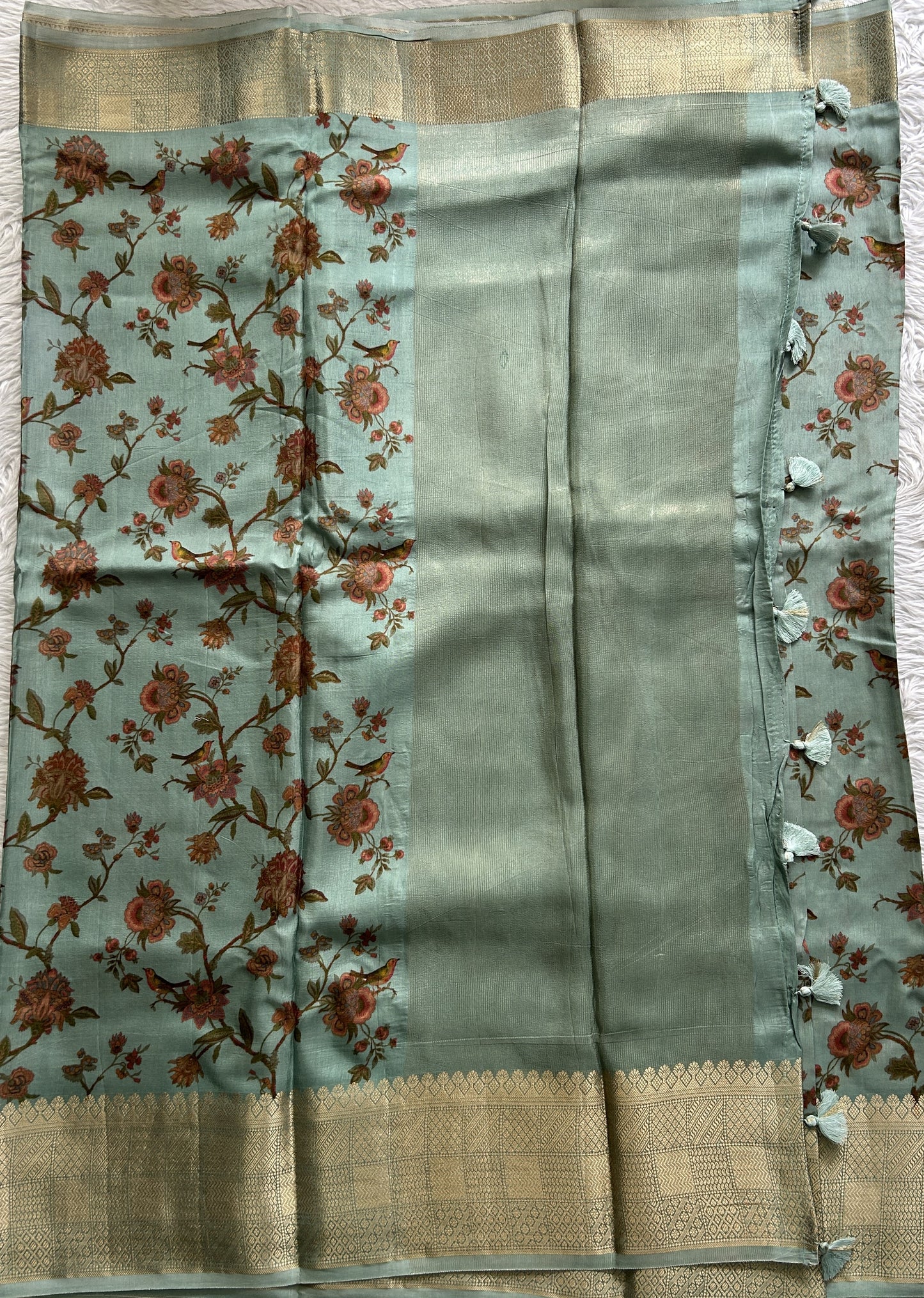 Banarasi Soft Silk Saree Sea Blue Colored Complemented with a Zari Border. - Sampradaya Designer Studio