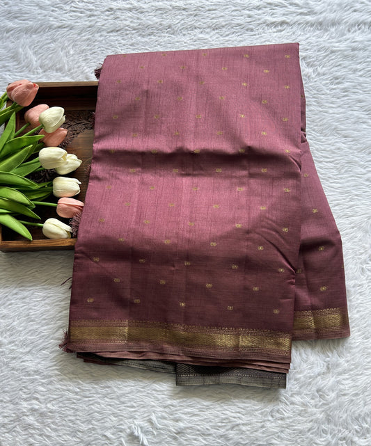 Semi Tussar Saree Magenta Purple Colored Complemented with a Zari Border. - Sampradaya Designer Studio