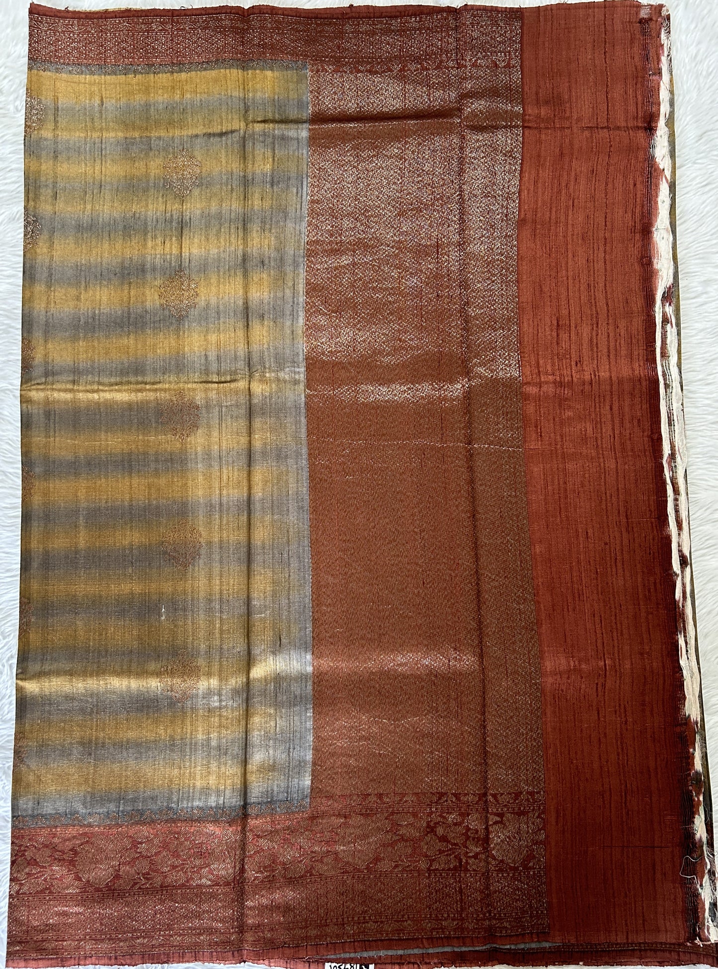 Banarasi Raw Silk Sarees Double Shaded Colored Saree Complemented With a Intricate Weaving Border - Sampradaya Designer Studio