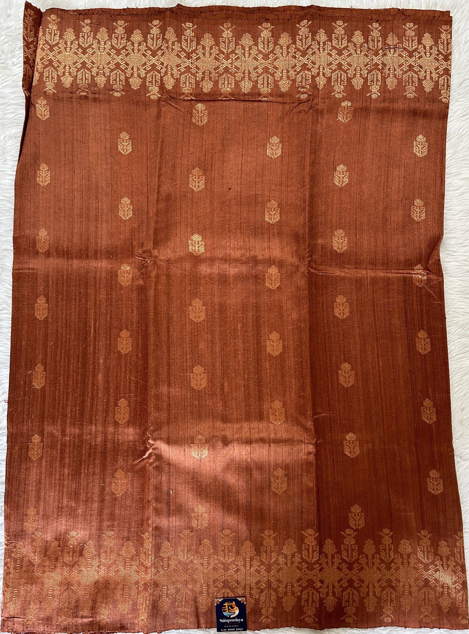 Banarasi Raw Silk Sarees Rust Orange Colored Saree Complemented With a Intricate Weaving Border - Sampradaya Designer Studio