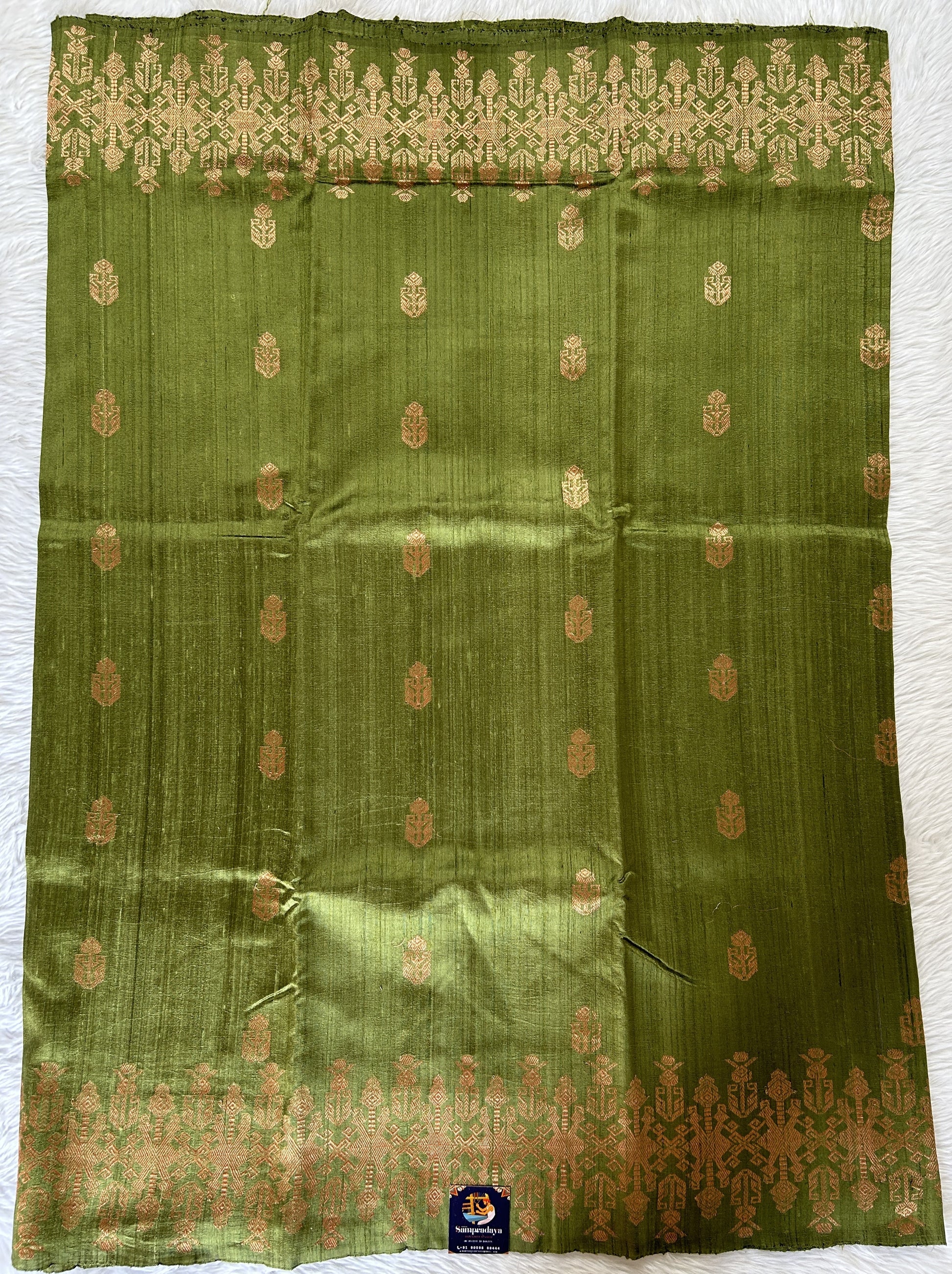 Banarasi Raw Silk Sarees Parrot Green Colored Saree Complemented With a Intricate Weaving Border - Sampradaya Designer Studio