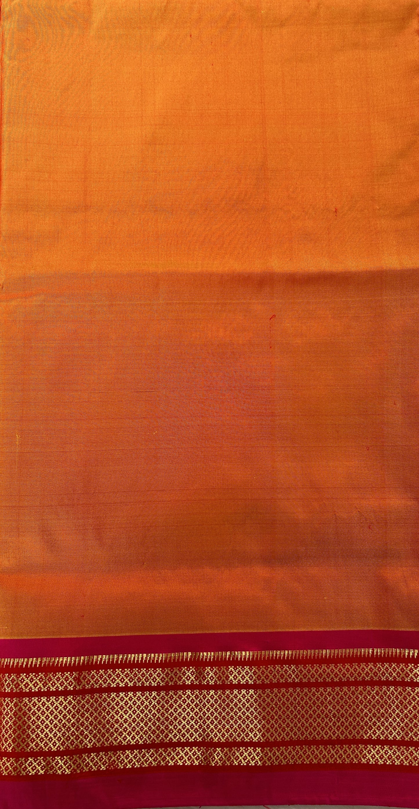 Paithani Silk Saree Orange Colored Complemented With a Pink Colored Irkal Border - Sampradaya Designer Studio