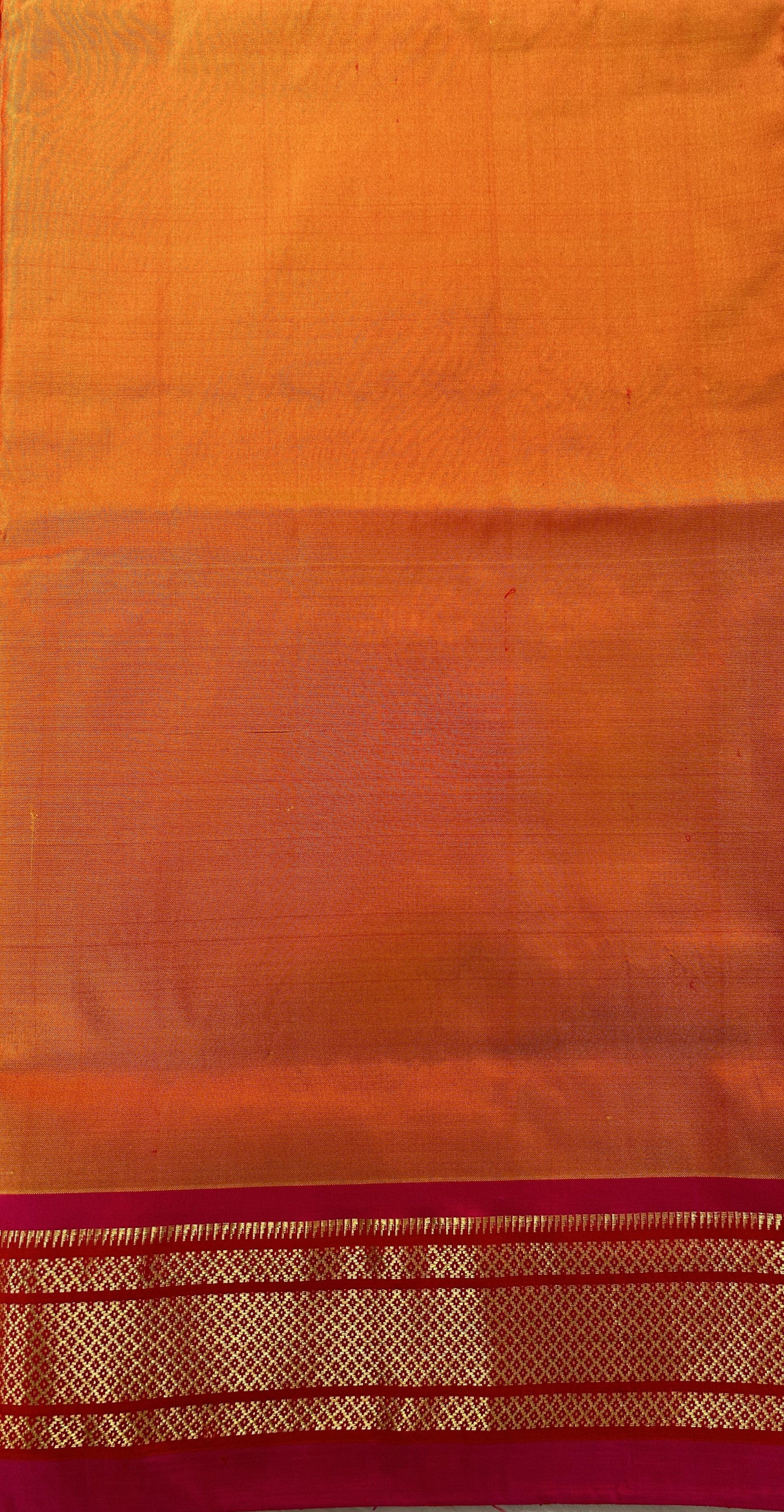 Paithani Silk Saree Orange Colored Complemented With a Pink Colored Irkal Border - Sampradaya Designer Studio