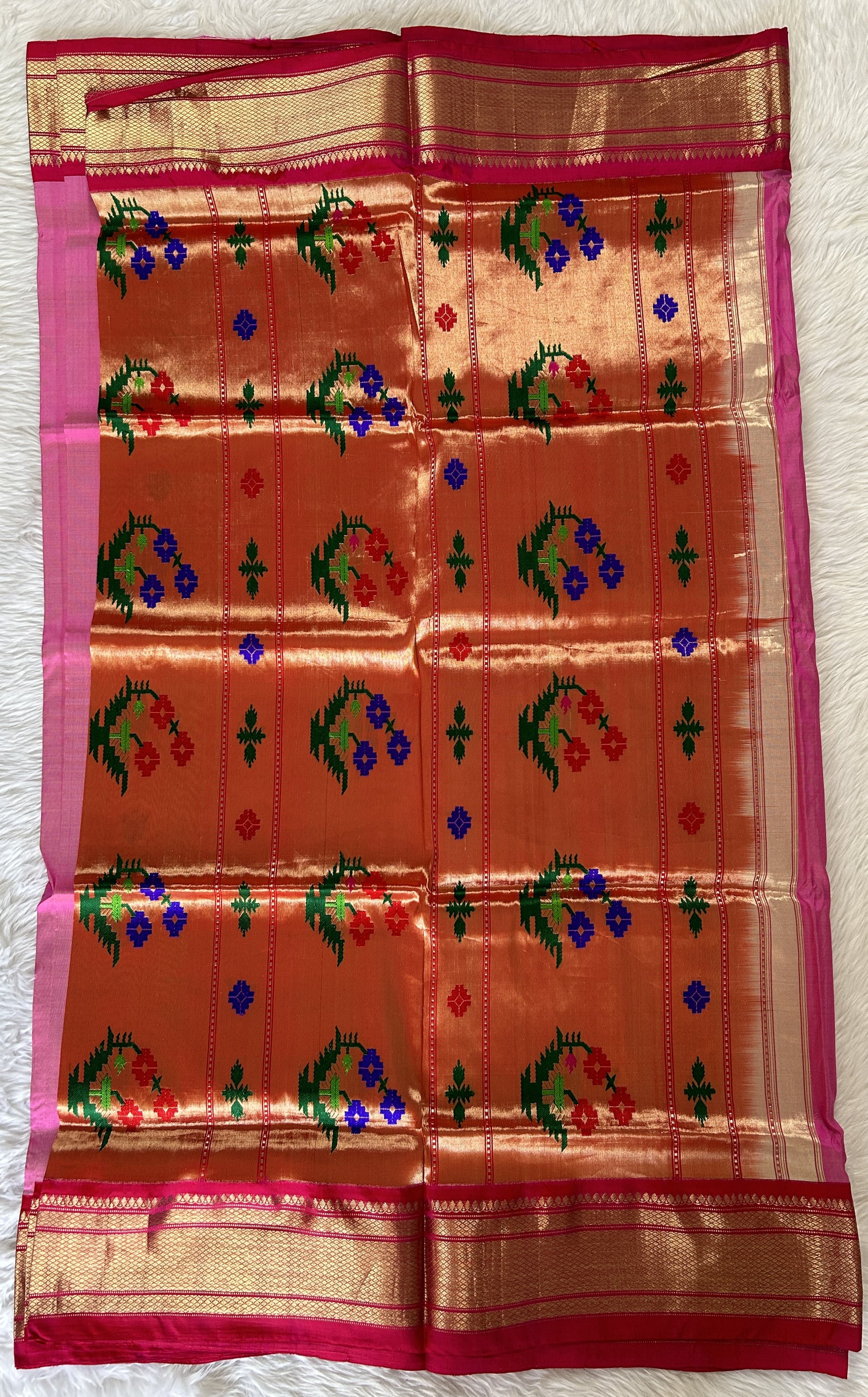 Paithani Silk Saree Baby Pink Colored Complemented With a Pink Colored Irkal Border - Sampradaya Designer Studio