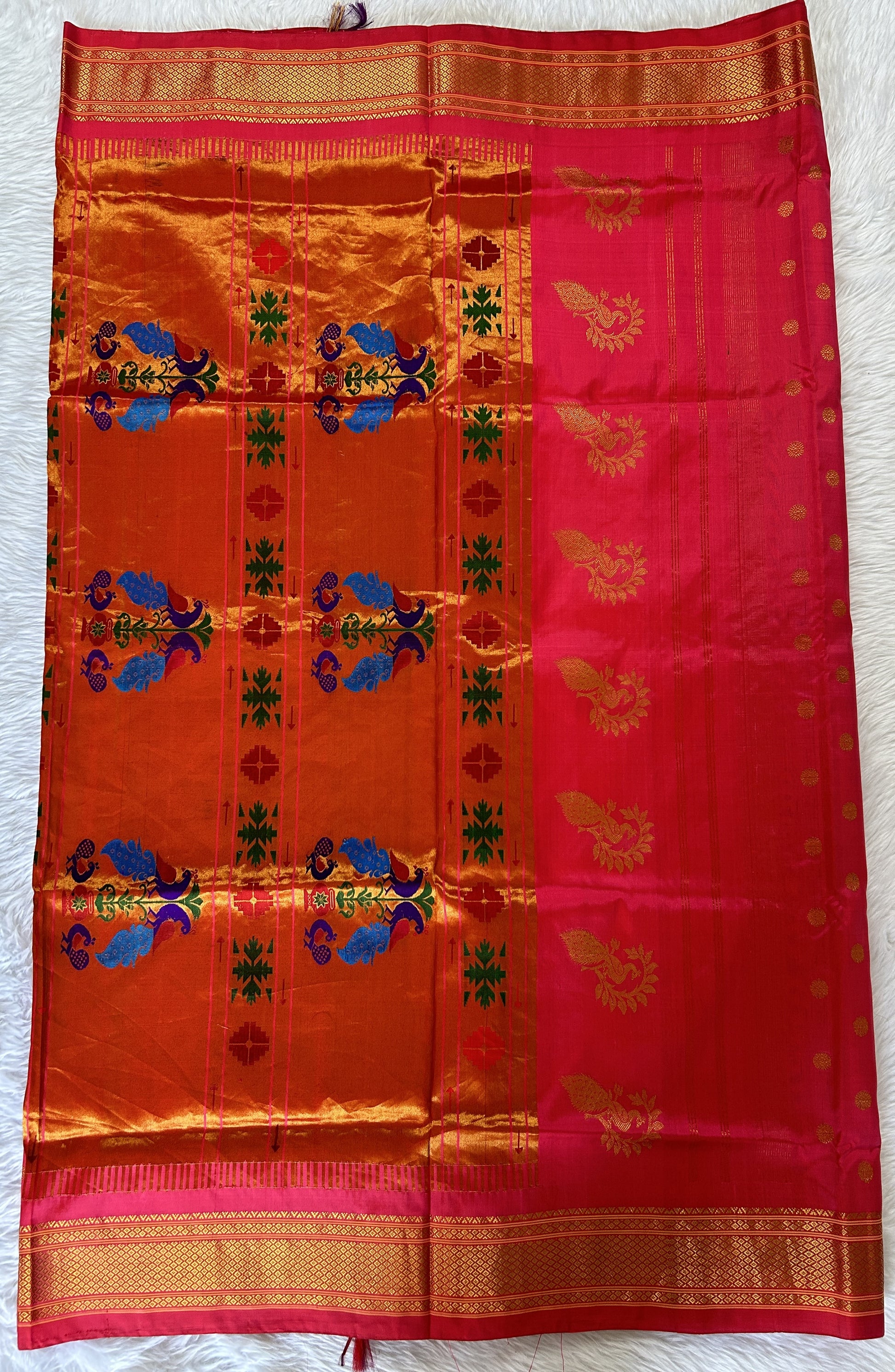 Paithani Silk Saree Pink Colored Saree Complemented With a Irkal Border - Sampradaya Designer Studio