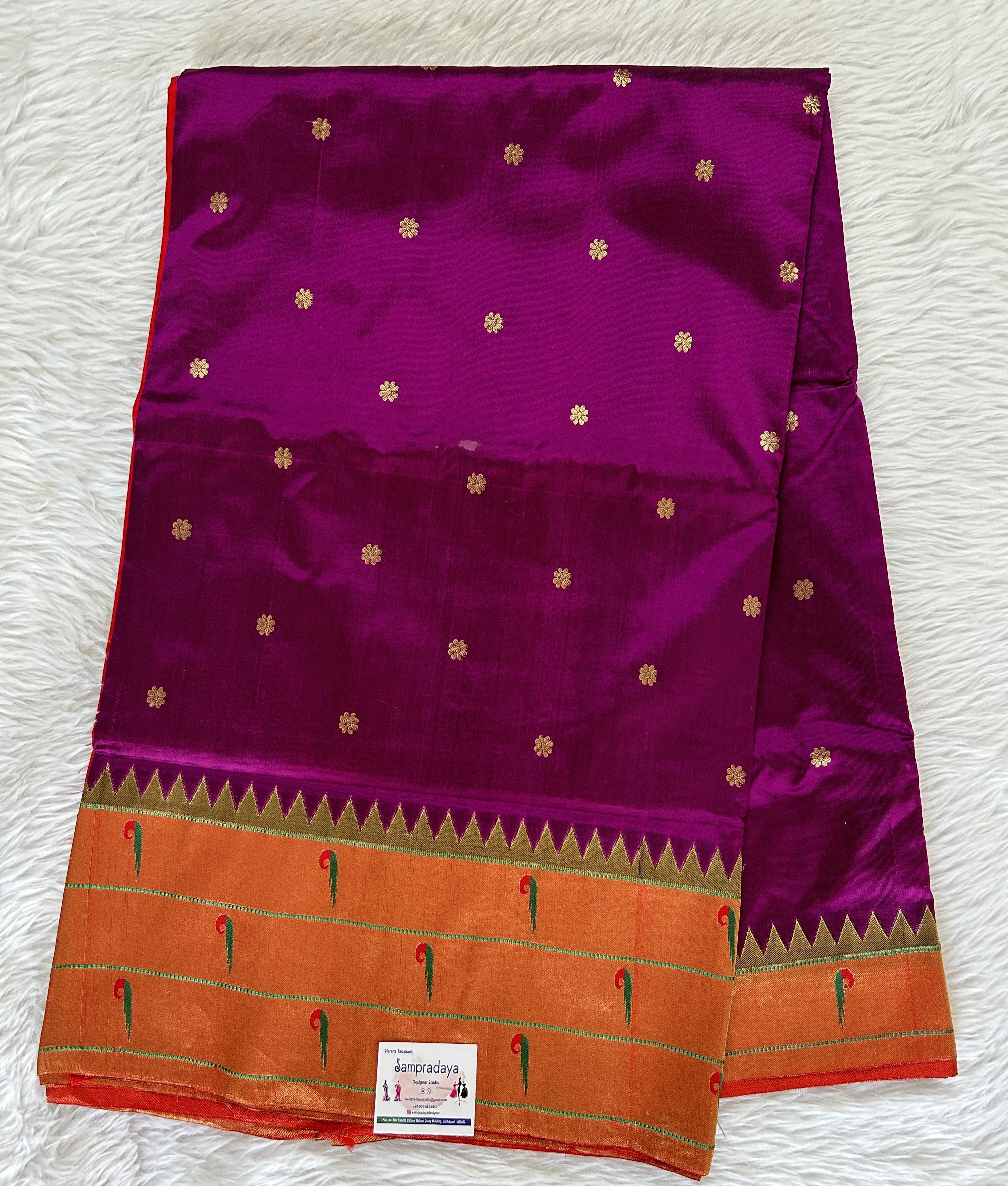 Paithani Pure Silk Saree in Royal Blue : SMEY289