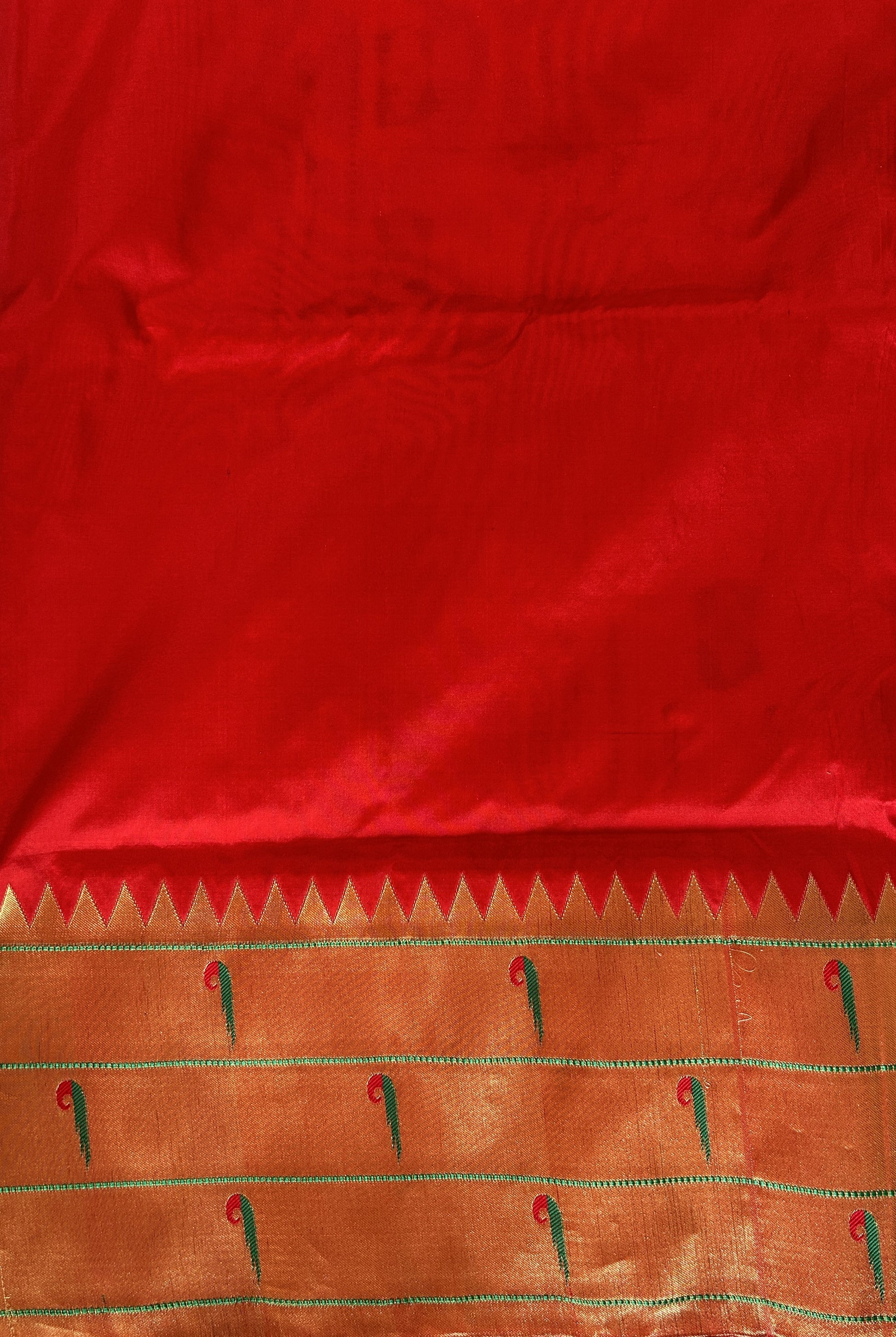 Paithani Silk Saree Magenta Colored Complemented With a Dark Orange Colored Muniya Border - Sampradaya Designer Studio