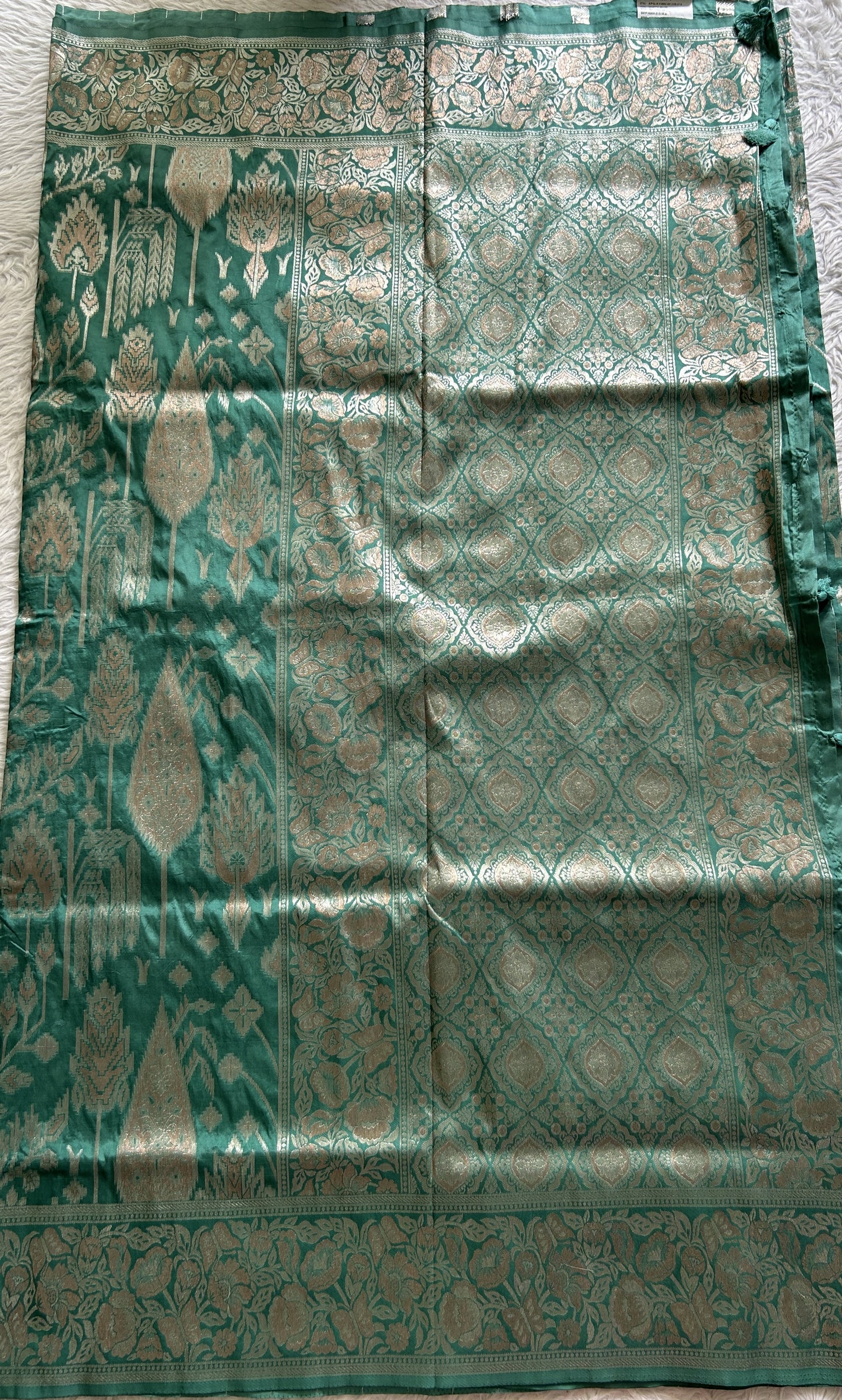 Semi Tussar Saree Rama Green Colored Complemented with a Zari Border. - Sampradaya Designer Studio