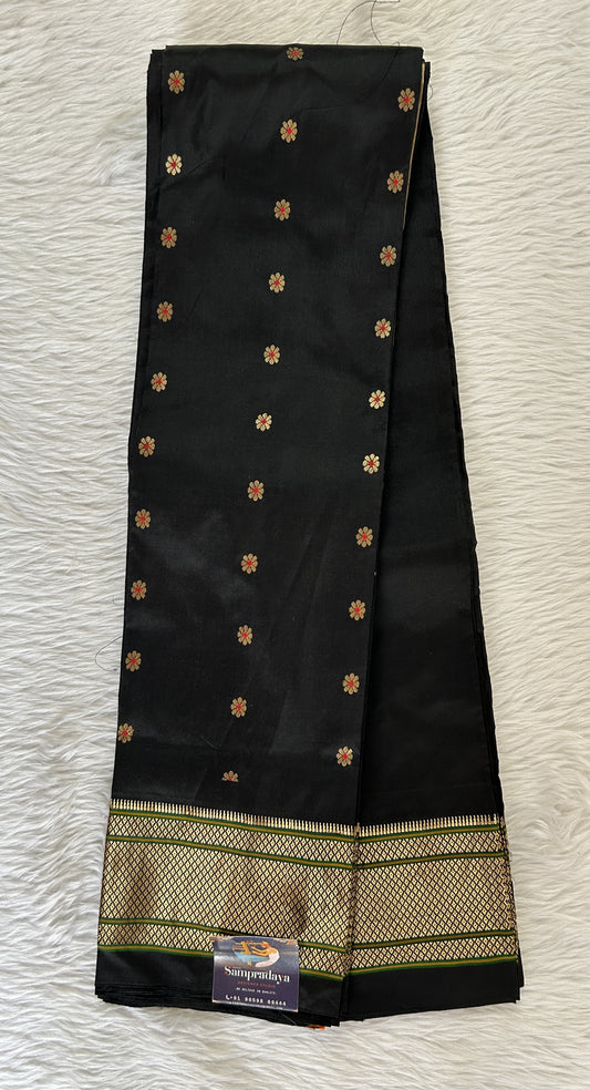 Paithani Silk Saree Black Colored Complemented With a Irkal Border - Sampradaya Designer Studio