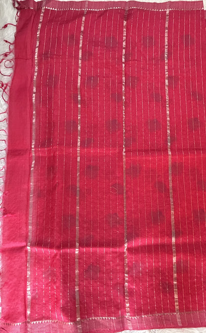 Mangalagiri Chikankari Saree Pink colored Saree complemented with a Mangalagiri Border. - Sampradaya Designer Studio