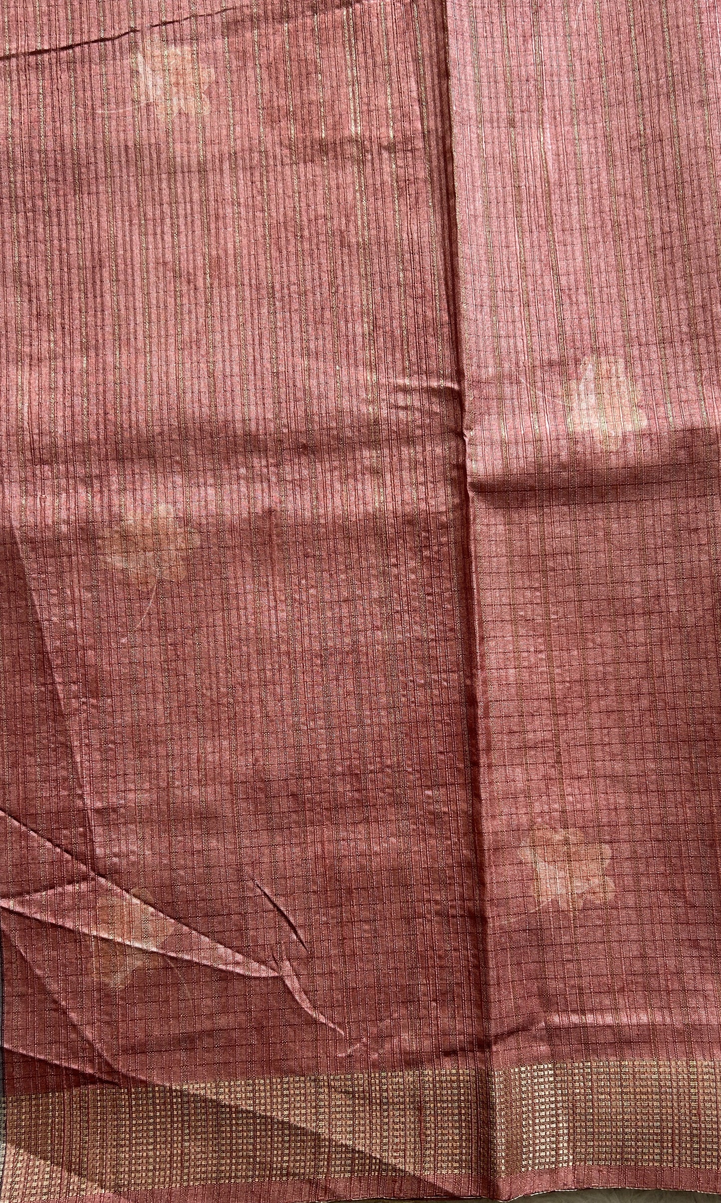 Semi Tussar Saree Light Onion Pink Colored complemented with a Zari Border. - Sampradaya Designer Studio