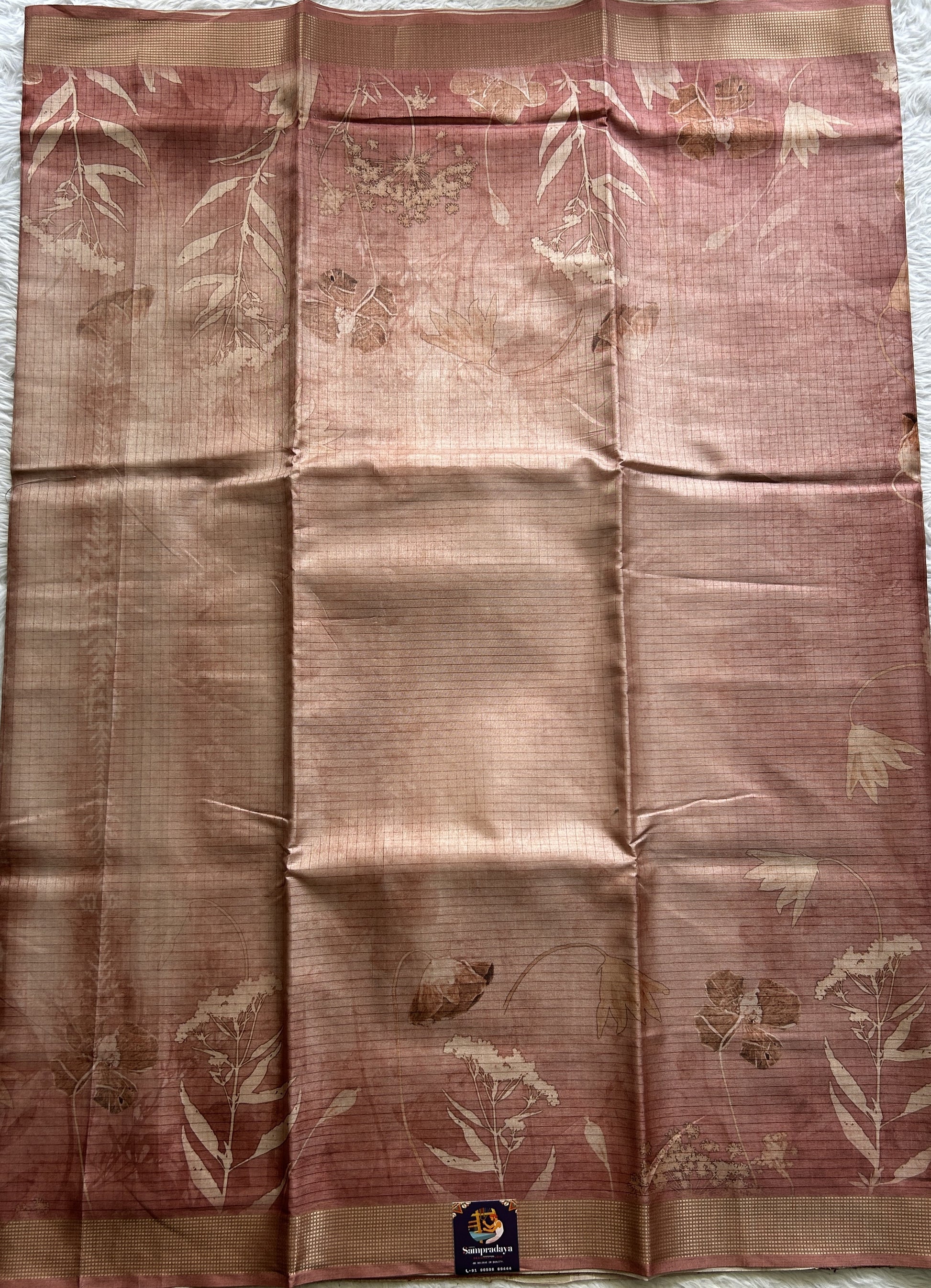 Semi Tussar Saree Light Onion Pink Colored complemented with a Zari Border. - Sampradaya Designer Studio