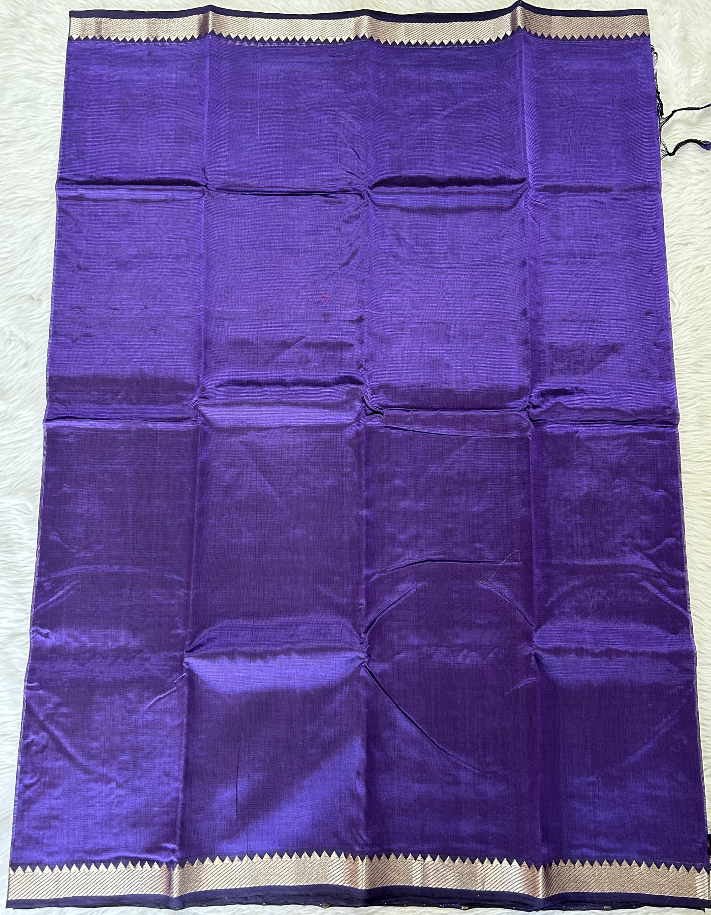 Mangalagiri Plain Pattu Saree Solid Purple colored Saree complemented with a Gold Mangalagiri Border - Sampradaya Designer Studio