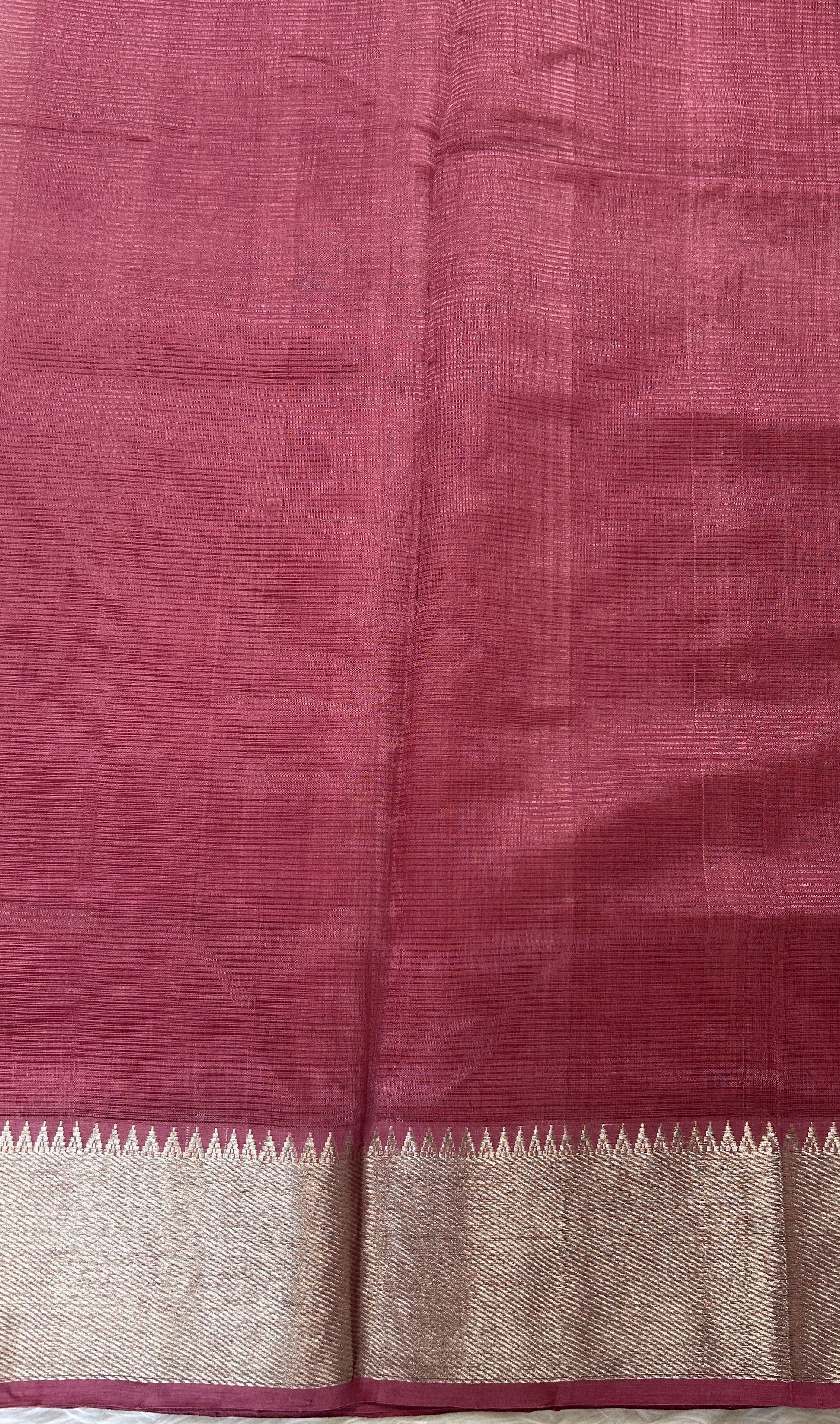 Mangalagiri Plain Pattu Saree Onion Pink colored Saree complemented with a Silver Mangalagiri Border - Sampradaya Designer Studio