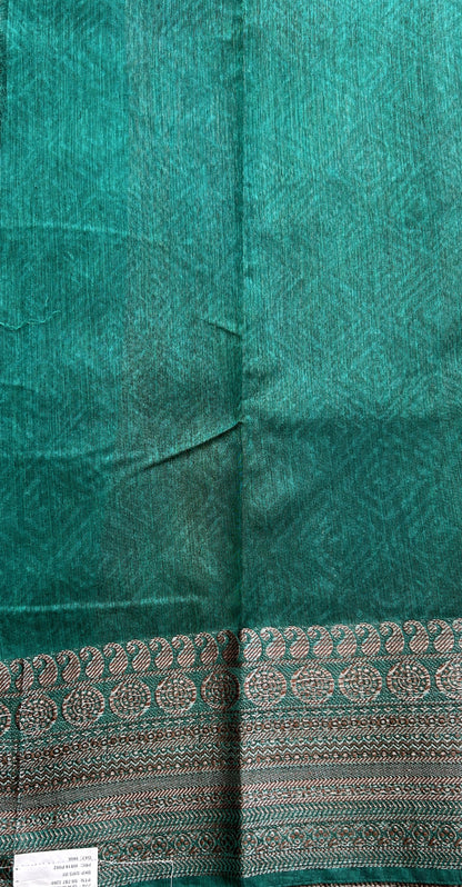 Maheshwari Chanderi Cotton Saree Rama Green Colored Complemented with a Zari Border. - Sampradaya Designer Studio