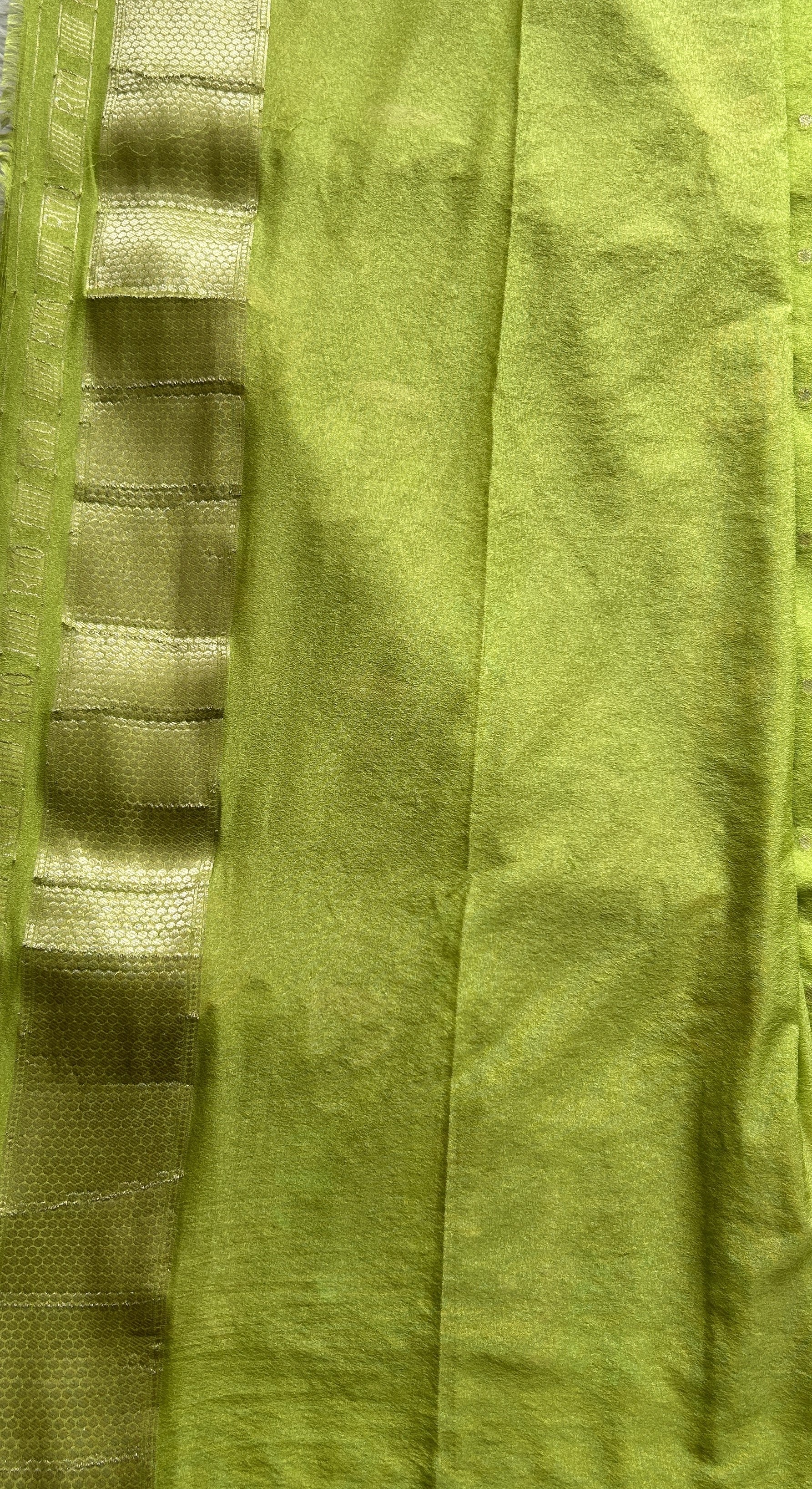 Semi Georgette Saree Light Green Colored Complemented with a Zari Border. - Sampradaya Designer Studio