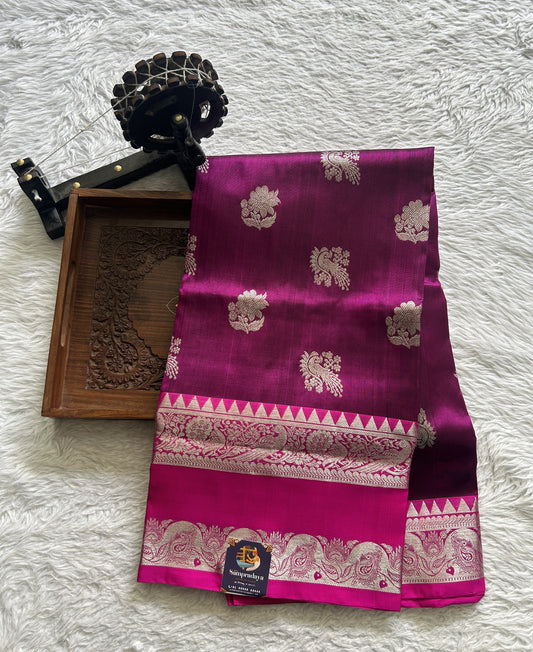 Venkatagiri Pattu Saree Purple Colored Complemented With a Zari Border - Sampradaya Designer Studio