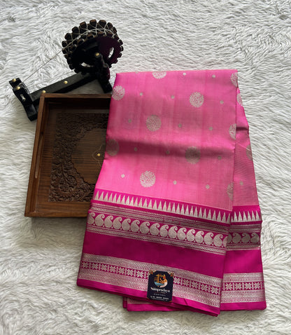 Venkatagiri Pattu Saree Light Pink Colored Complemented With a Zari Border - Sampradaya Designer Studio