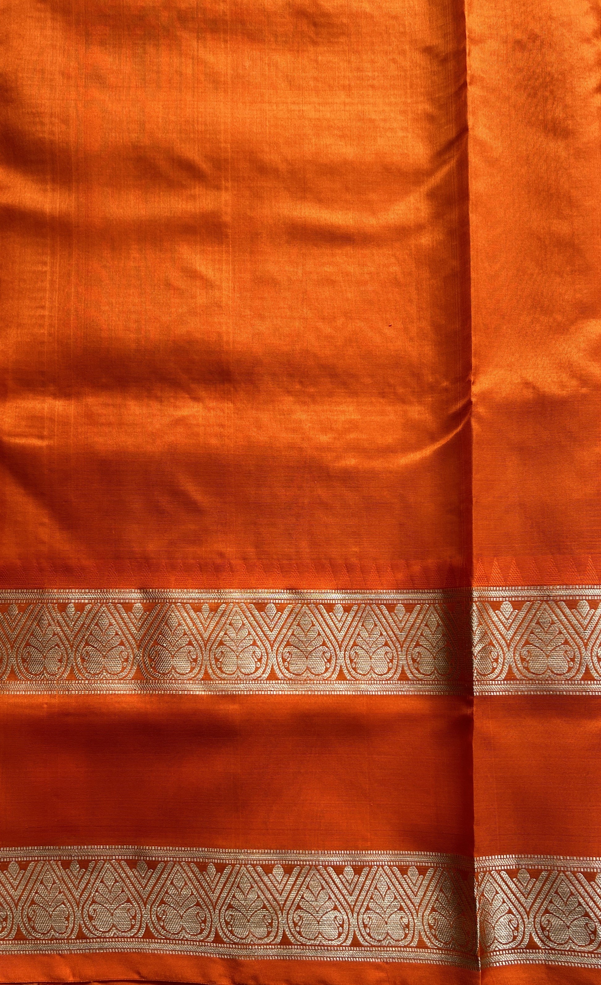 Venkatagiri Pattu Saree Light Orange Complemented With a Zari Gap Border - Sampradaya Designer Studio